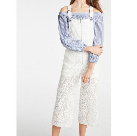 BCBGMaxAzria Denim - Bcbgmaxazria White Lace Jamee Overalls Jumpsuit BCBGMaxAzria Denim - Bcbgmaxazria White Lace Jamee Overalls Jumpsuit